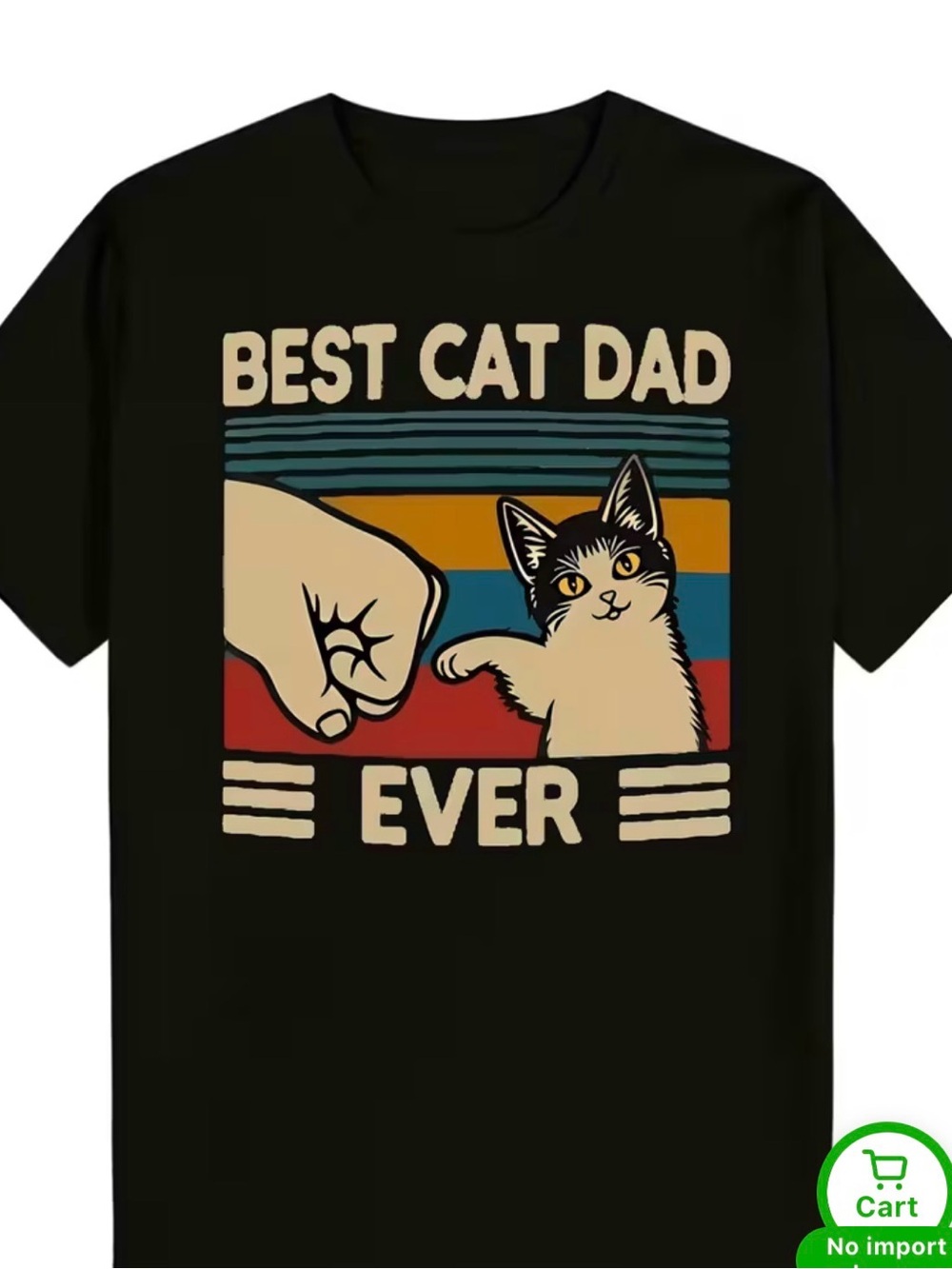 Best Cat Dad Ever Graphic Tee - Black